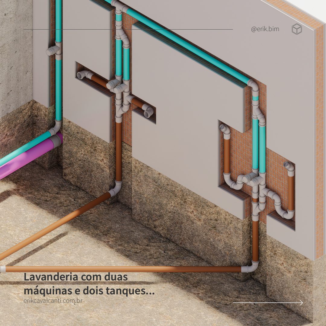 INSTALAÇÃO HIDRÁULICA DE LAVANDERIA – REVIT MEP